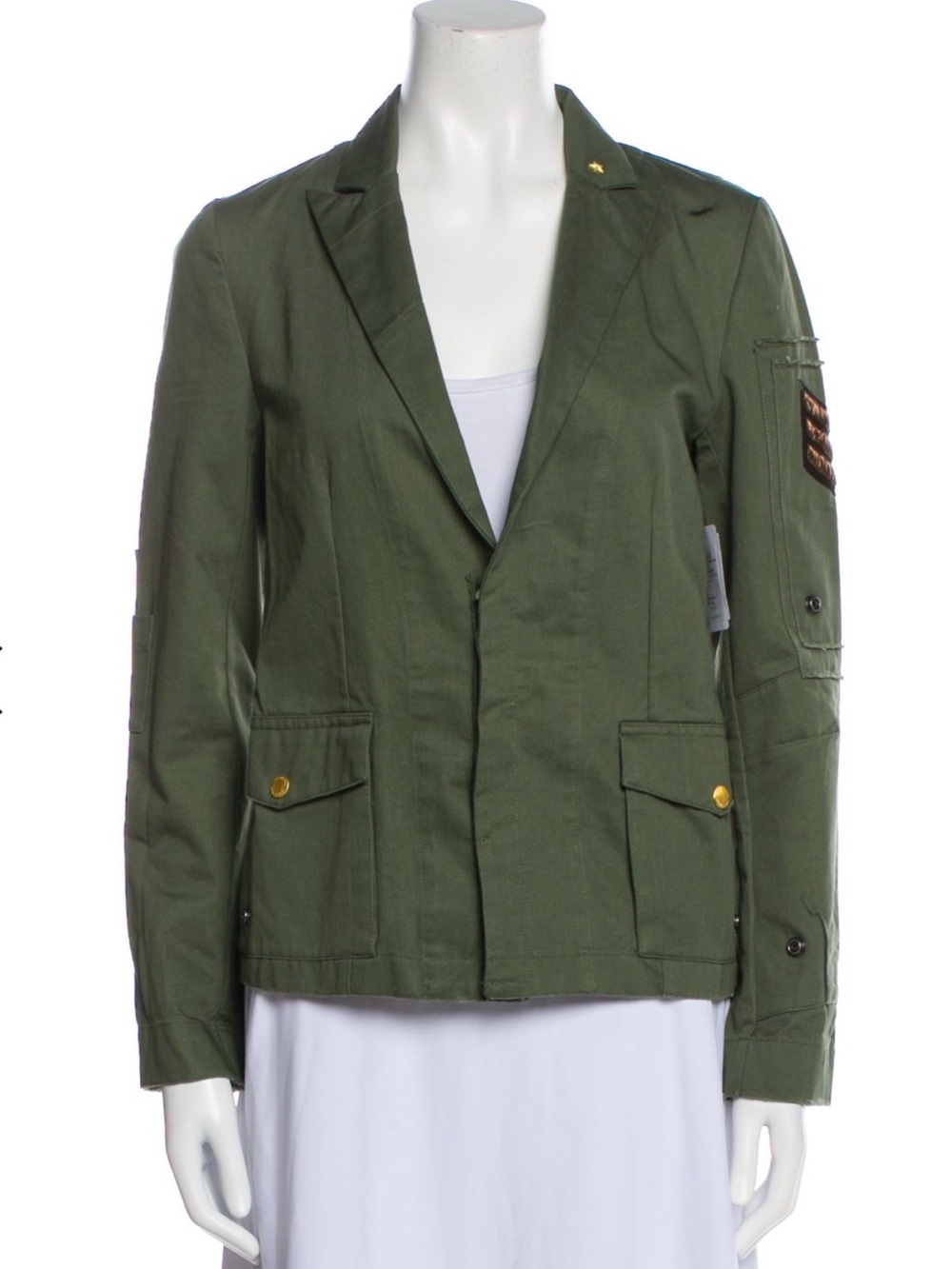 NWT Zadig & Voltaire Military Blazer Olive Green Cotton XS US 2 Jacket